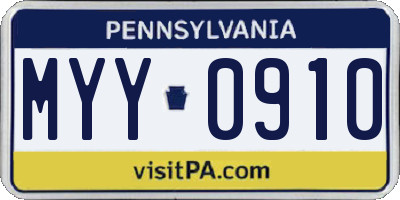 PA license plate MYY0910