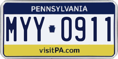 PA license plate MYY0911