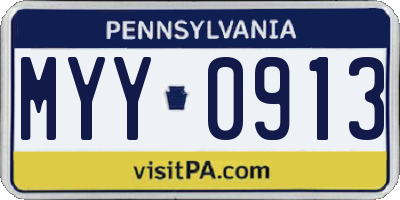 PA license plate MYY0913