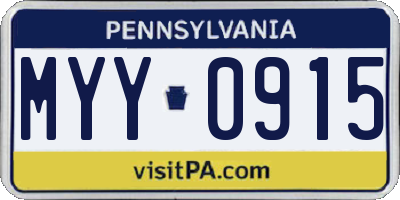 PA license plate MYY0915