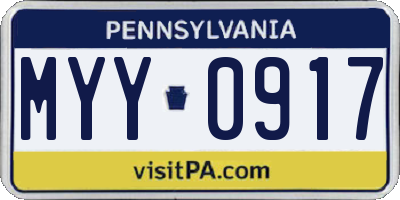 PA license plate MYY0917
