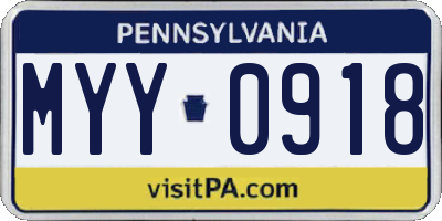 PA license plate MYY0918