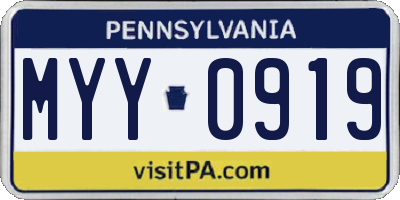 PA license plate MYY0919
