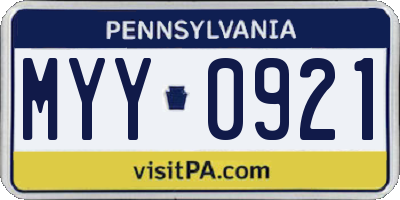 PA license plate MYY0921