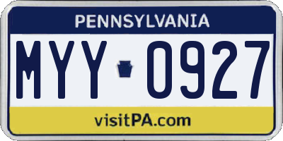PA license plate MYY0927