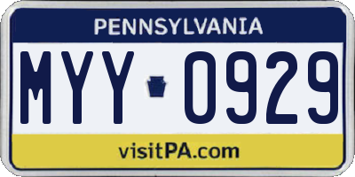PA license plate MYY0929