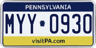 PA license plate MYY0930