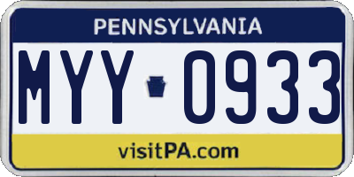 PA license plate MYY0933