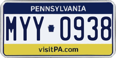 PA license plate MYY0938