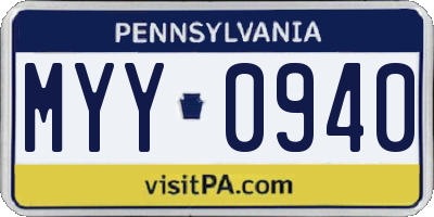 PA license plate MYY0940