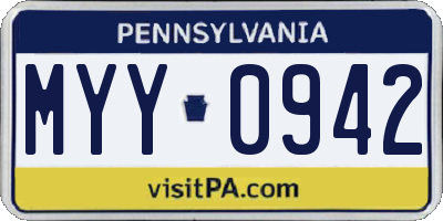 PA license plate MYY0942