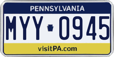 PA license plate MYY0945
