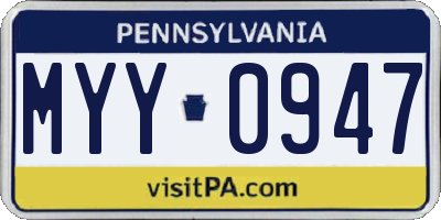 PA license plate MYY0947