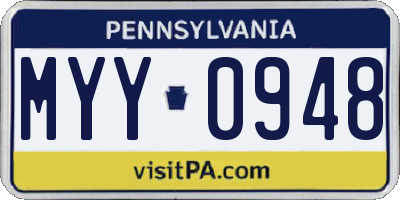 PA license plate MYY0948