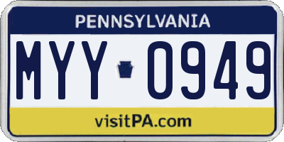 PA license plate MYY0949