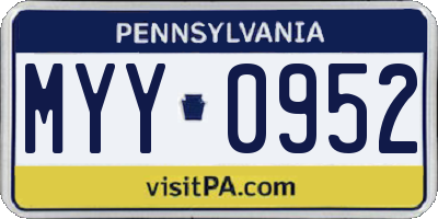 PA license plate MYY0952