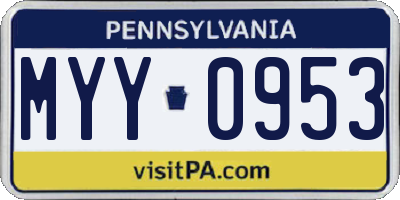 PA license plate MYY0953