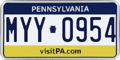 PA license plate MYY0954
