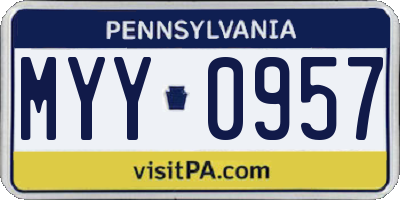 PA license plate MYY0957
