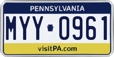 PA license plate MYY0961