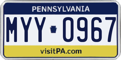 PA license plate MYY0967