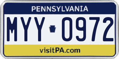 PA license plate MYY0972