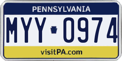 PA license plate MYY0974