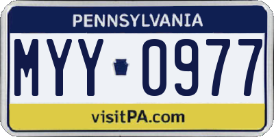 PA license plate MYY0977
