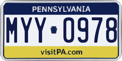 PA license plate MYY0978