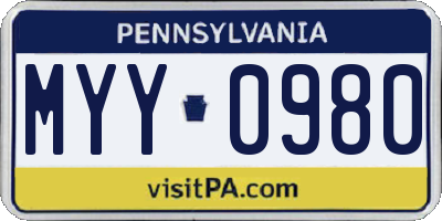 PA license plate MYY0980