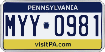 PA license plate MYY0981