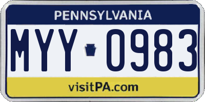 PA license plate MYY0983