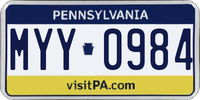 PA license plate MYY0984