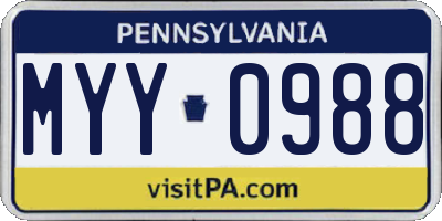 PA license plate MYY0988