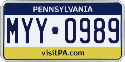 PA license plate MYY0989