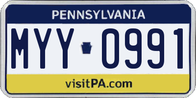 PA license plate MYY0991