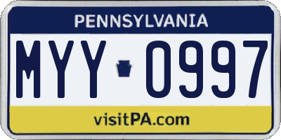 PA license plate MYY0997
