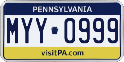 PA license plate MYY0999