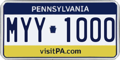 PA license plate MYY1000
