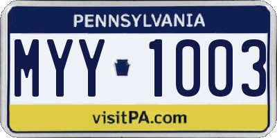 PA license plate MYY1003