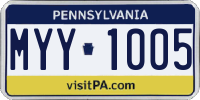 PA license plate MYY1005