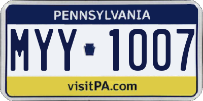 PA license plate MYY1007