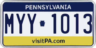 PA license plate MYY1013