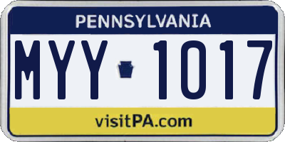 PA license plate MYY1017