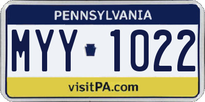 PA license plate MYY1022