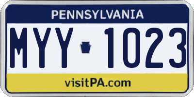 PA license plate MYY1023