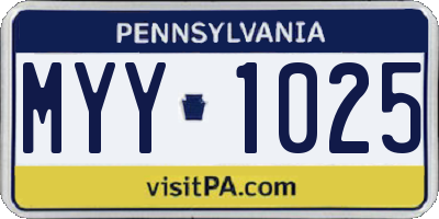 PA license plate MYY1025