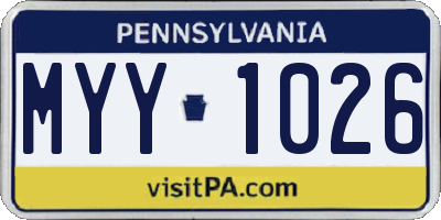 PA license plate MYY1026