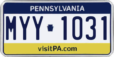 PA license plate MYY1031