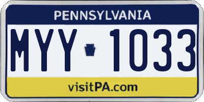PA license plate MYY1033